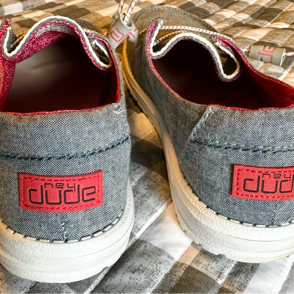 Hey Dude Denim Blue Shoes with Pink Interior - Picture 2 of 7